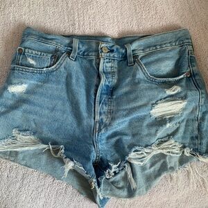 Levi's Light Blue Distressed Jean Shorts